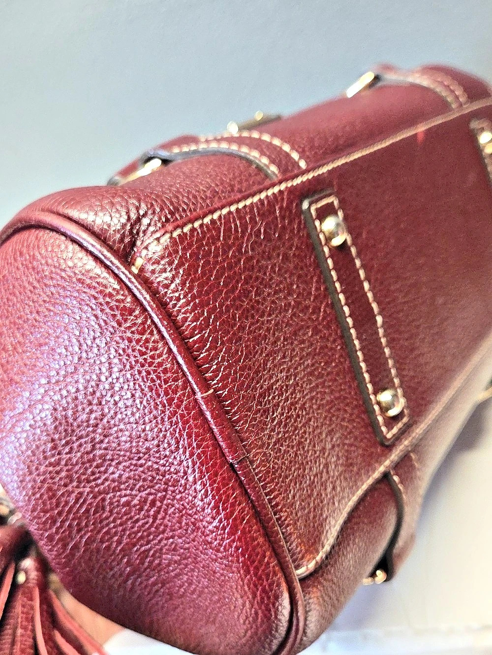 Dooney & Bourke City Barlow Satchel Burgundy Leather - Picture 7 of 11